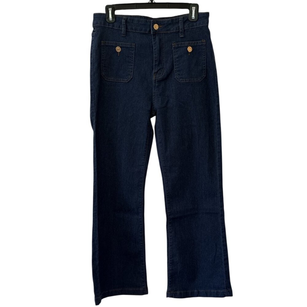 Tummy Control Sailor Wide Leg Trouser -  Dark Blue / Petite / M  US 6